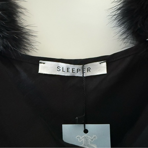 Sleeper black Voulez Vous Dancer slip dress with feather straps - size XL NWT - Picture 8 of 10